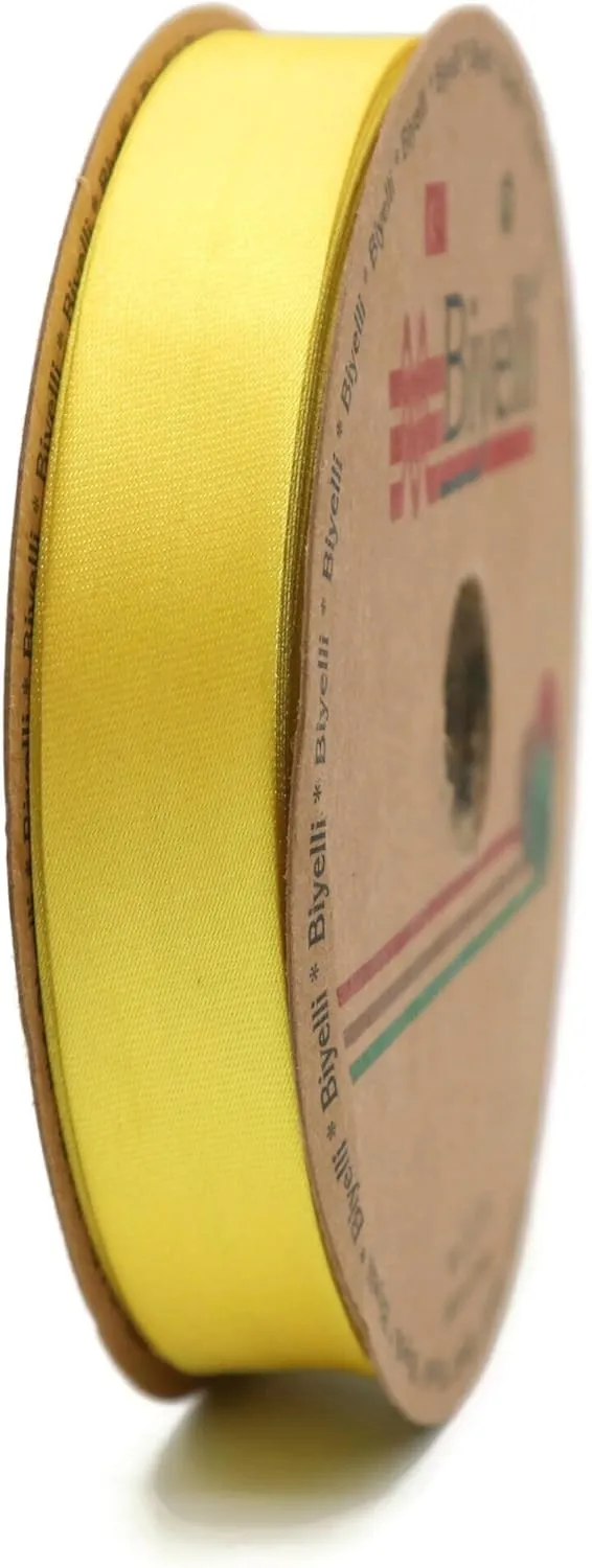Fold Satin Bias Tape - 99  Colors - 3/4 Inches Wide - 27 Yards - Fold Satin Binding Bias Ribbon Fabric Piping Bias Binding Tape for Sewing Clothing DIY (25. Yellow) BYS25
