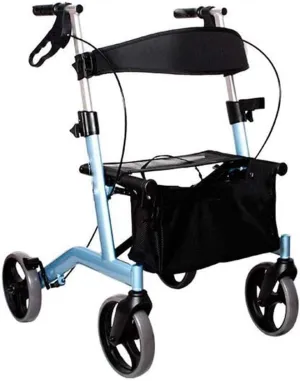 Folding 4-Wheel Rollator Walker for Seniors with Seat, Detachable Storage Bag, Adjustable Height, Puncture-Proof Wheels, Walking Aid for Elderly