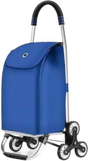 Folding Shopping Cart, Folding Shopping Trolley with Removable Waterproof Oxford Cloth Shopping Bag Shopping Cart for Laundry Grocery Grocery Utility Carts(Blue,6 Wheels)