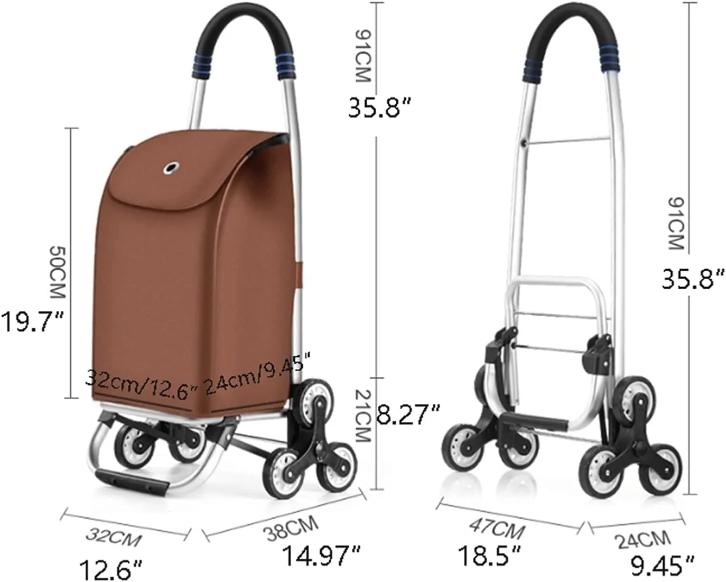 Folding Shopping Cart, Folding Shopping Trolley with Removable Waterproof Oxford Cloth Shopping Bag Shopping Cart for Laundry Grocery Grocery Utility Carts(Red,6 Wheels)