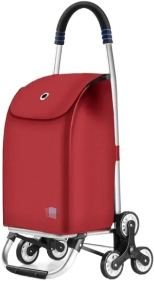 Folding Shopping Cart, Folding Shopping Trolley with Removable Waterproof Oxford Cloth Shopping Bag Shopping Cart for Laundry Grocery Grocery Utility Carts(Red,6 Wheels)