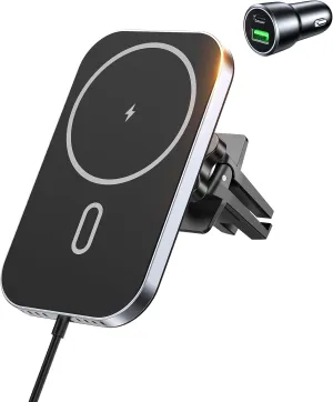for for MagSafe Car Mount Charger with Adapter, 360° Rotation Magnetic Wireless iPhone Car Charger for Air Vent, Compatible with iPhone 16/15/14/13/12 Series