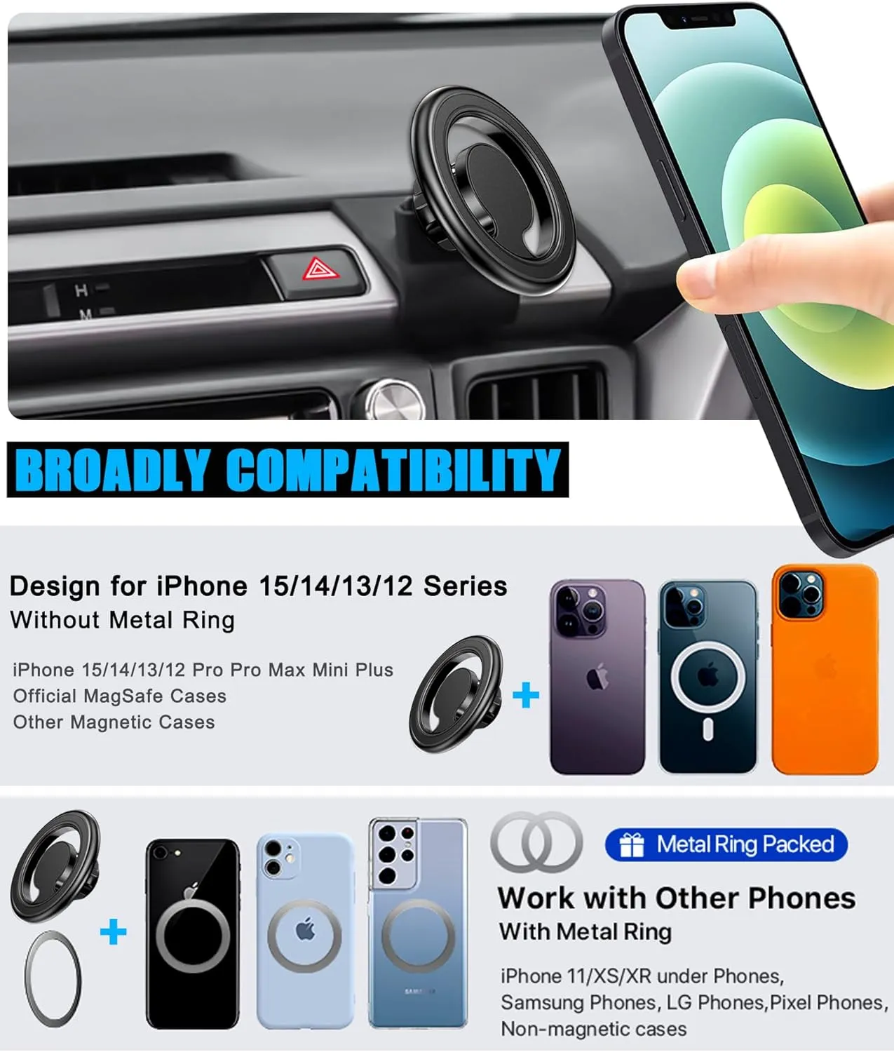 for Magsafe Car Phone Holder, Air Vent Adjustable Stand, Auto Cradles Dashboard Mount for Toyota RAV4 2013-2018, Custom Magnetic Navigation Bracket for All Smartphone, for iPhone