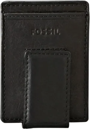 Fossil Men's Ingram Leather Magnetic Card Case with Money Clip Wallet, Black, (Model: ML3235001)