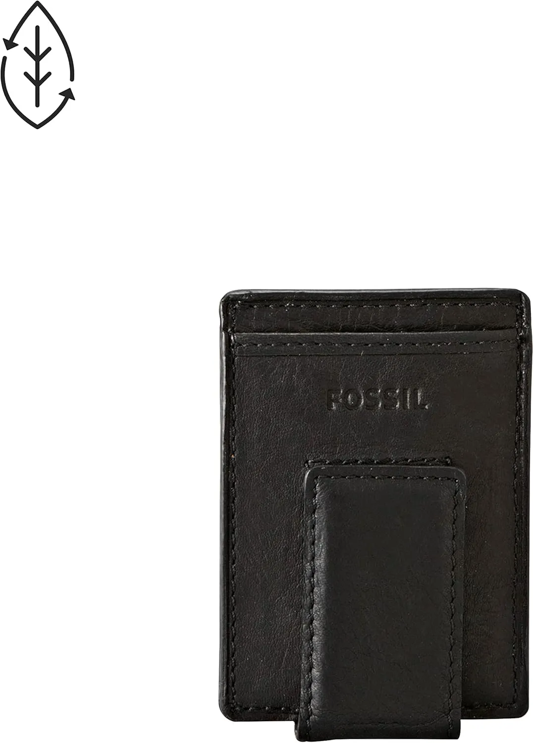 Fossil Men's Ingram Leather Magnetic Card Case with Money Clip Wallet, Black, (Model: ML3235001)