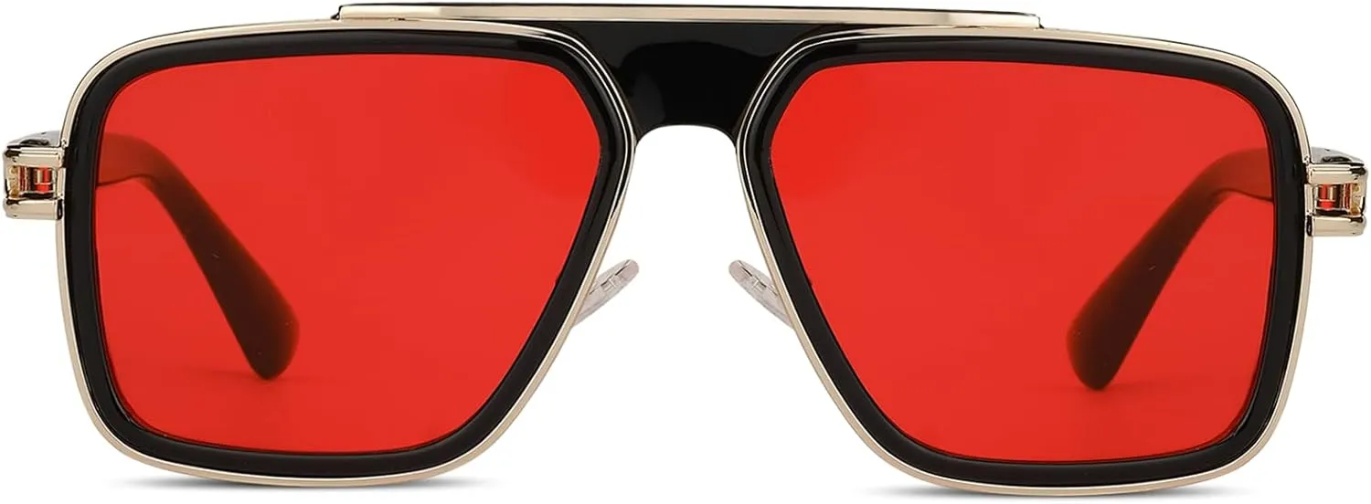 Freckles Mark Trendy Retro Sunglasses for Men Women Stark Vintage Shades 70s Italian Fashion Square Metal Glasses