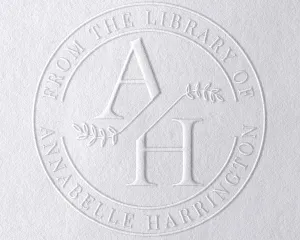from The Library of | Ex Libris | Floral Book Stamp | Personalized Teacher Stamp | Custom Library Stamper | Monogram Self-Inking Wood Handle Embosser (Monogram 1)