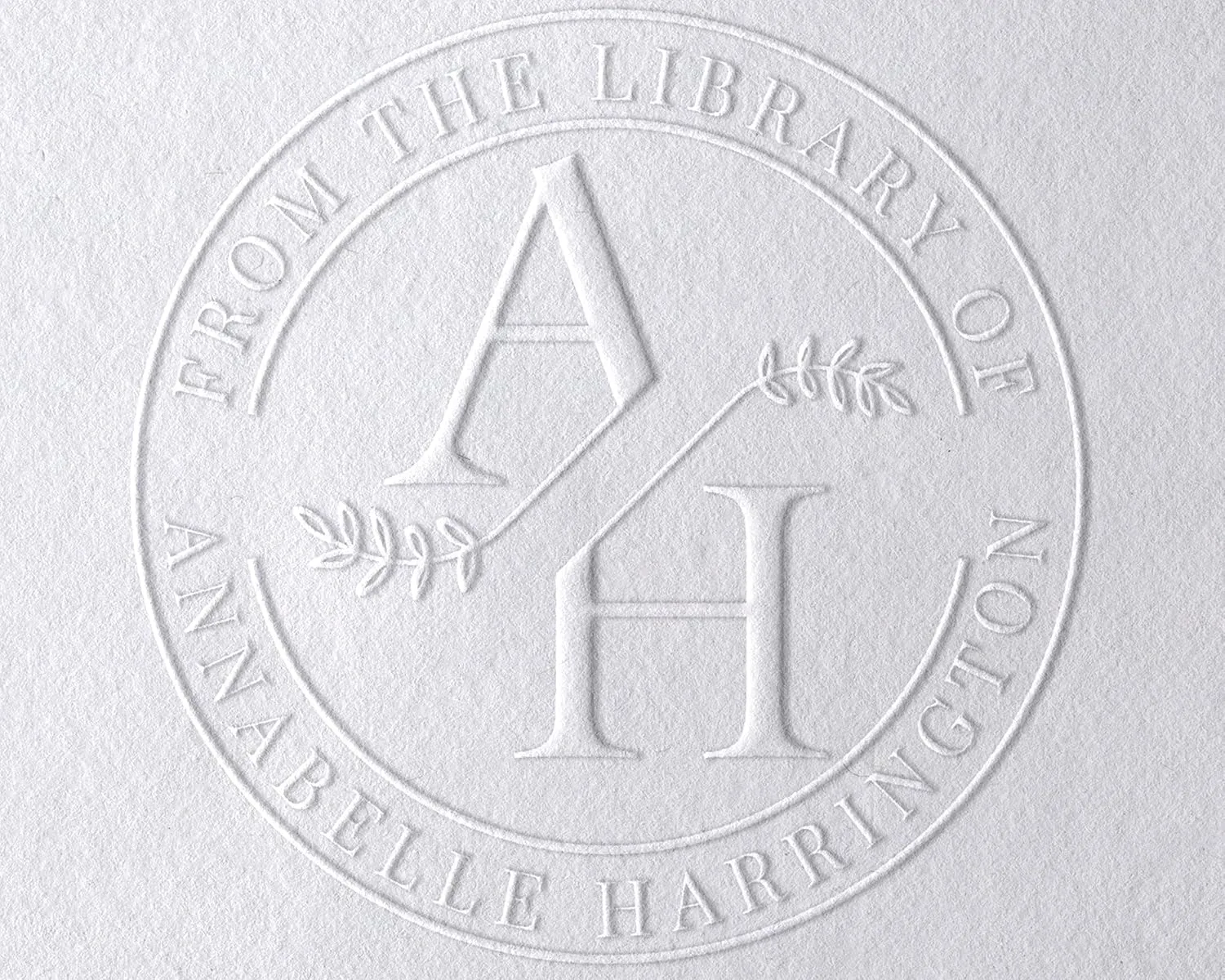 from The Library of | Ex Libris | Floral Book Stamp | Personalized Teacher Stamp | Custom Library Stamper | Monogram Self-Inking Wood Handle Embosser (Monogram 1)