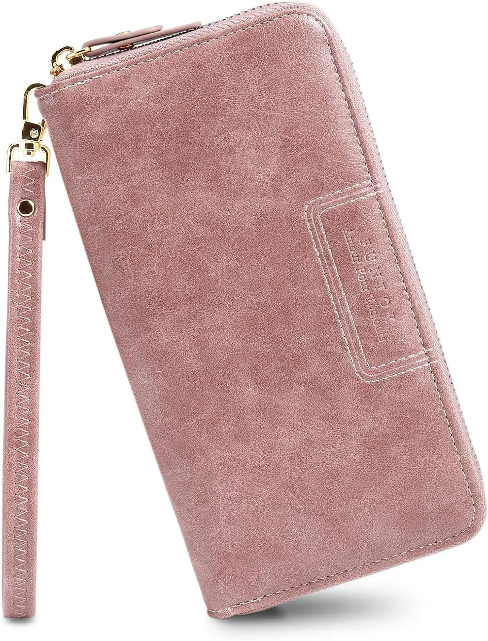 FT FUNTOR Wristlet Wallets for Women, Ladies PU Vegan Leather Clutch Wallet Zip around Phone Purse Card Holder Organizer