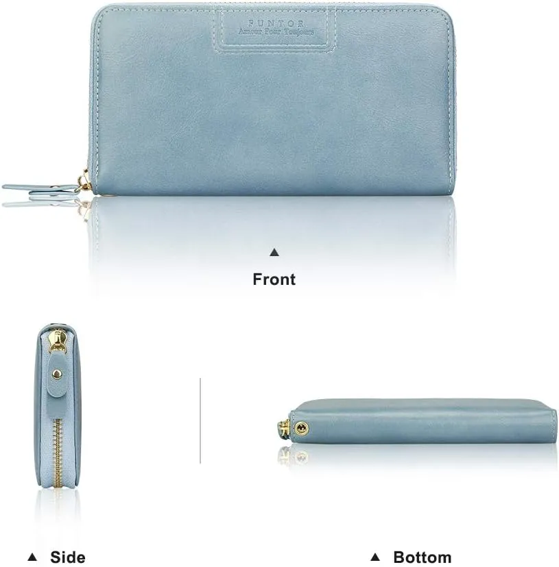 FT FUNTOR Wristlet Wallets for Women, Ladies PU Vegan Leather Clutch Wallet Zip around Phone Purse Card Holder Organizer