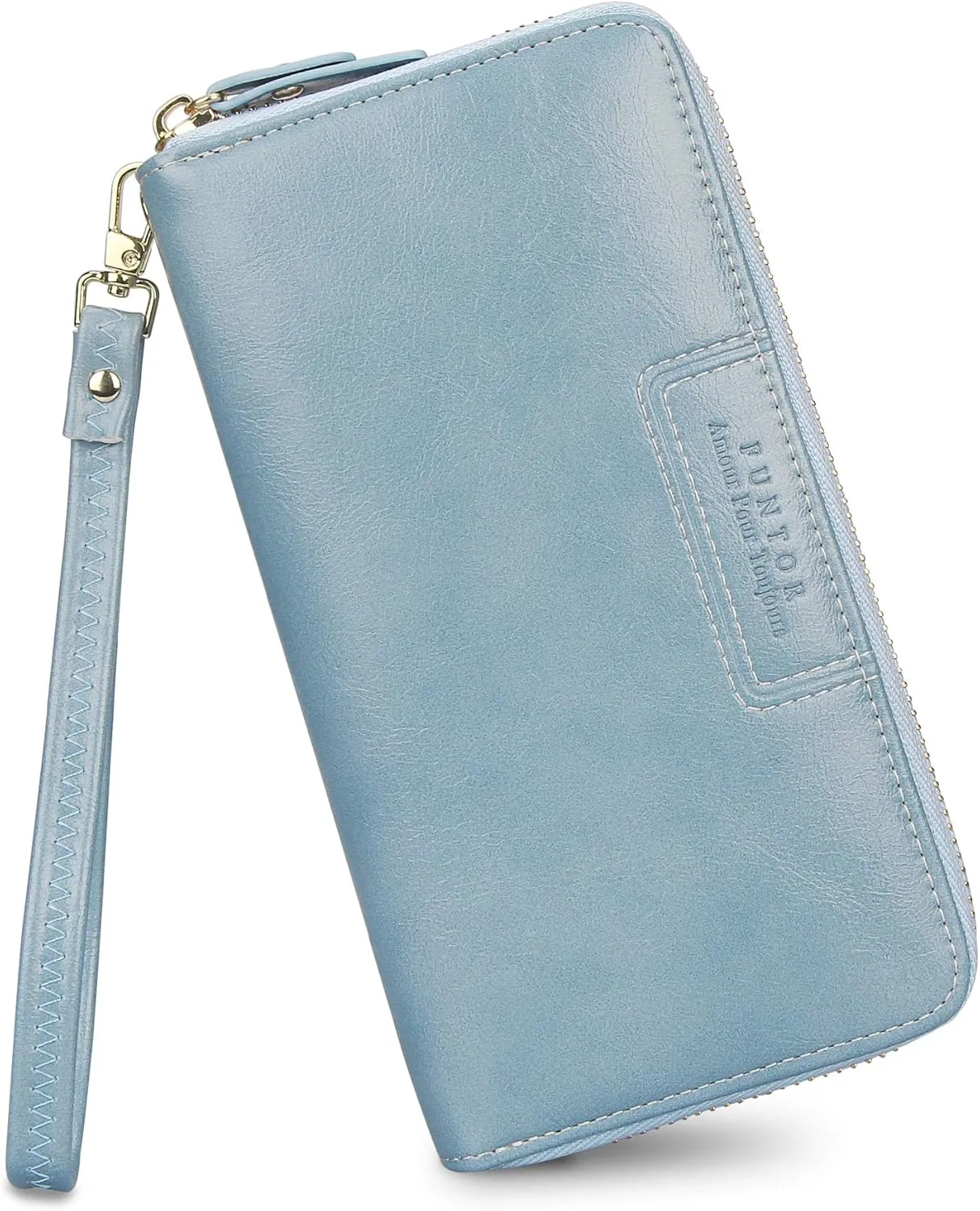 FT FUNTOR Wristlet Wallets for Women, Ladies PU Vegan Leather Clutch Wallet Zip around Phone Purse Card Holder Organizer