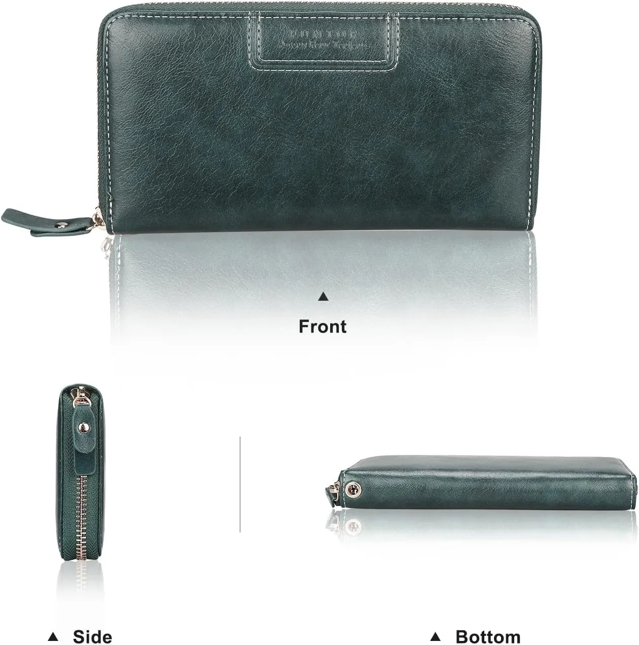 FT FUNTOR Wristlet Wallets for Women, Ladies PU Vegan Leather Clutch Wallet Zip around Phone Purse Card Holder Organizer