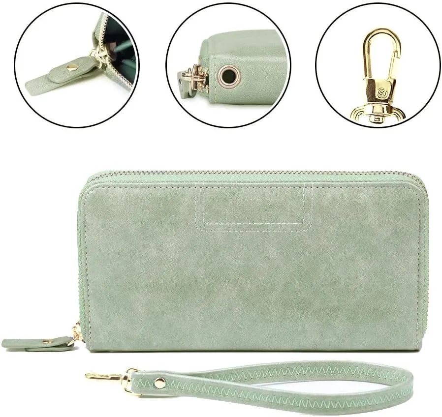 FT FUNTOR Wristlet Wallets for Women, Ladies PU Vegan Leather Clutch Wallet Zip around Phone Purse Card Holder Organizer