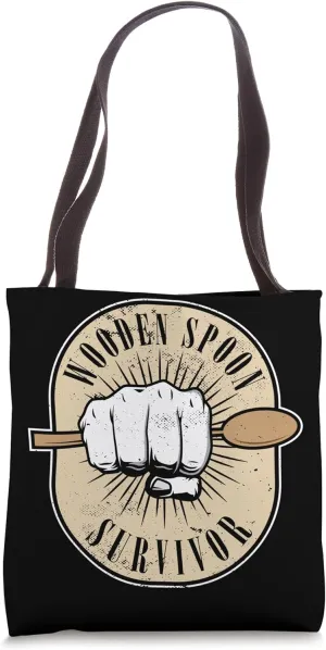 Funny Italian Parenting Wooden Spoon Survivor Meme Adulting Tote Bag