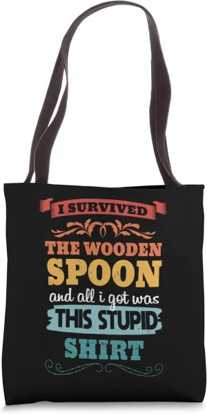 Funny Retro Vintage Wooden Spoon Survivor Tote Bag