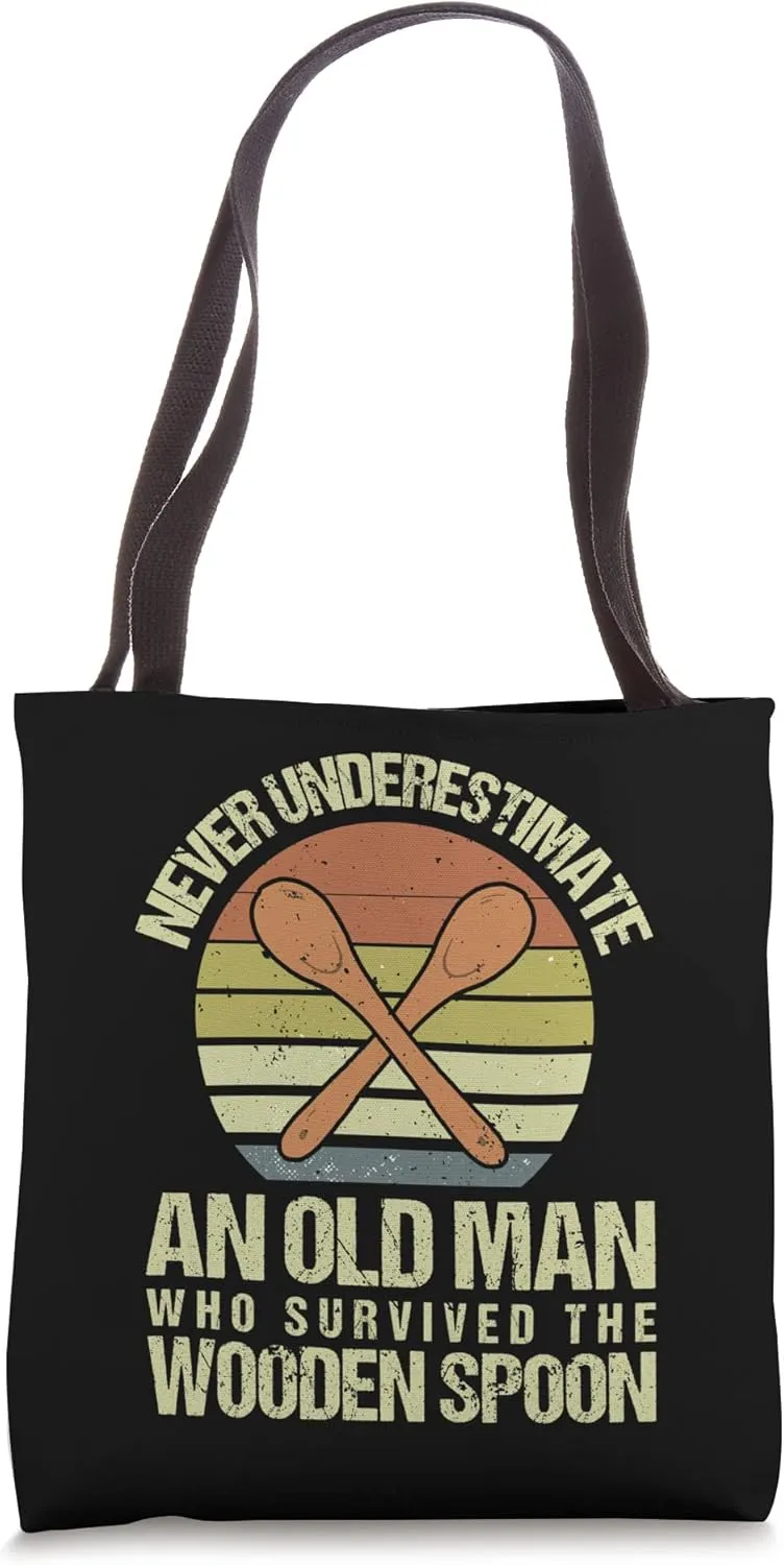 Funny Retro Vintage Wooden Spoon Survivor Tote Bag