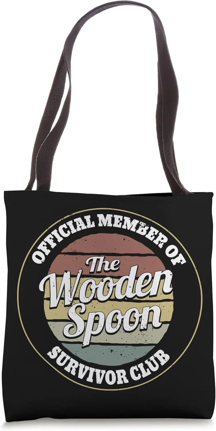 Funny Retro Vintage Wooden Spoon Survivor Tote Bag