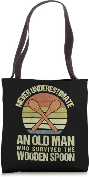 Funny Retro Vintage Wooden Spoon Survivor Tote Bag