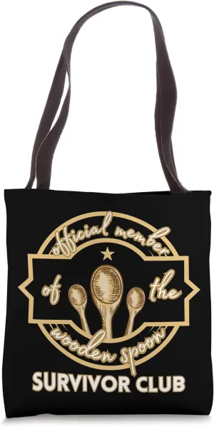 Funny Vintage Wooden Spoon Survivor Club Tote Bag