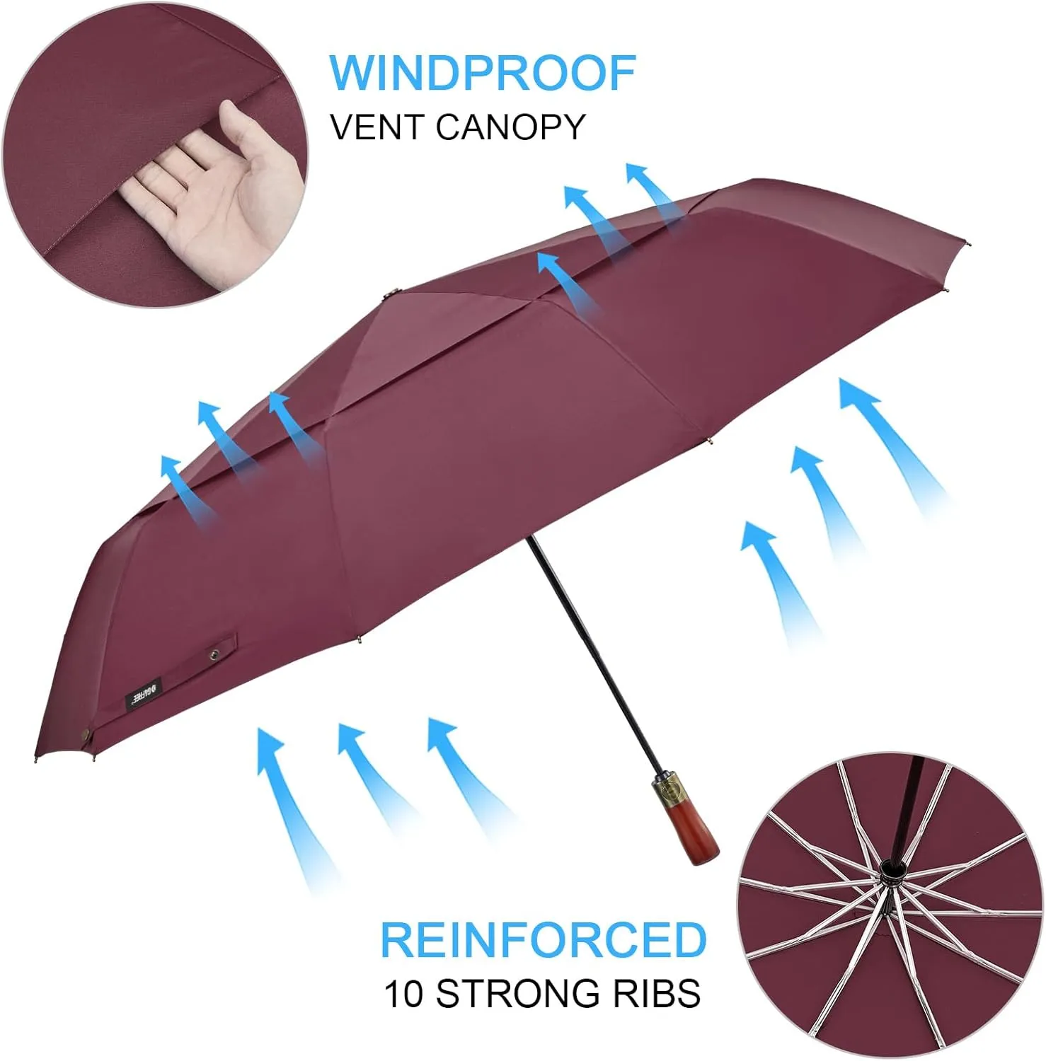 G4Free 54 Inch Large Compact Windproof Golf Umbrella for Rain Oversized Auto Open Close Folding Travel 10 Ribs Vented Double Canopy Umbrella for Women Men