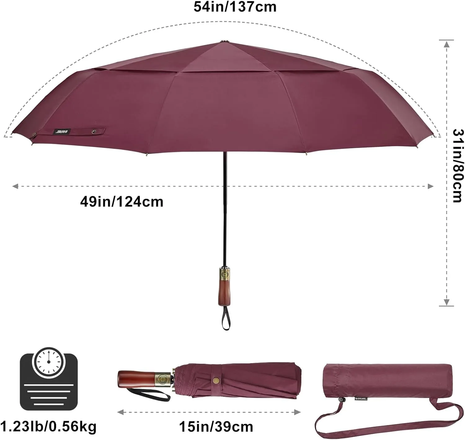 G4Free 54 Inch Large Compact Windproof Golf Umbrella for Rain Oversized Auto Open Close Folding Travel 10 Ribs Vented Double Canopy Umbrella for Women Men