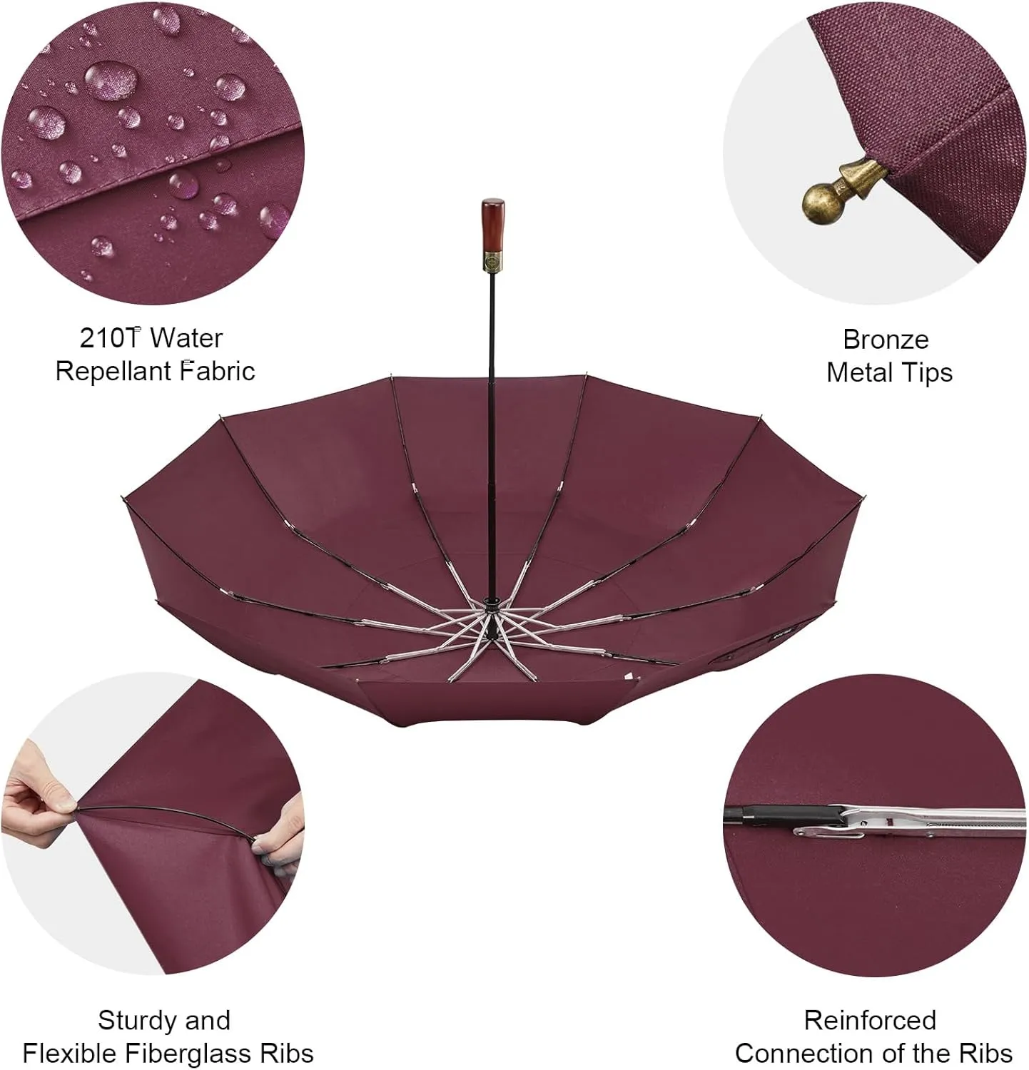 G4Free 54 Inch Large Compact Windproof Golf Umbrella for Rain Oversized Auto Open Close Folding Travel 10 Ribs Vented Double Canopy Umbrella for Women Men