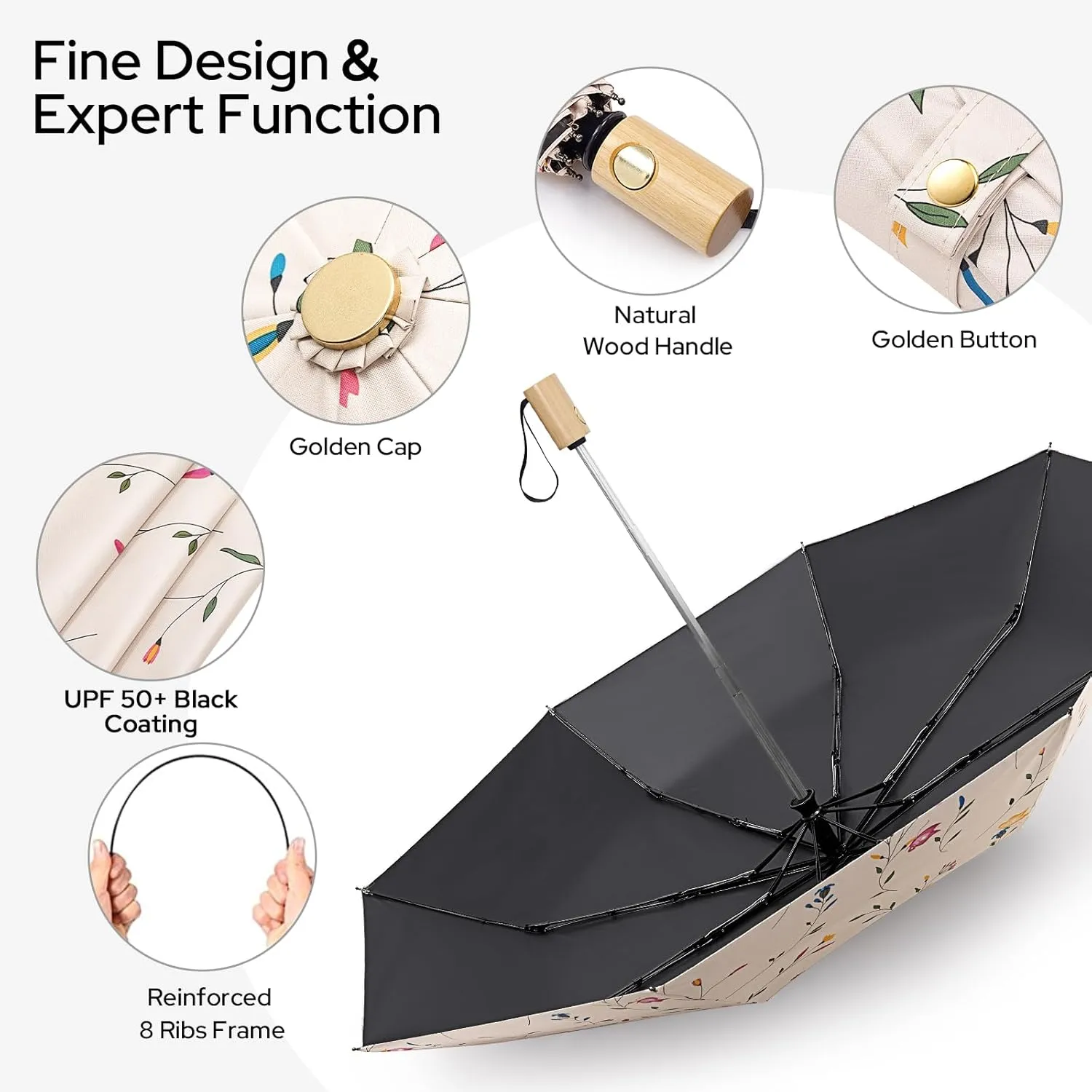 G4Free UPF 50  UV Protection Travel Sun Umbrella Compact 42 Inch Small UV Blocking SPF Umbrella Auto Open Close