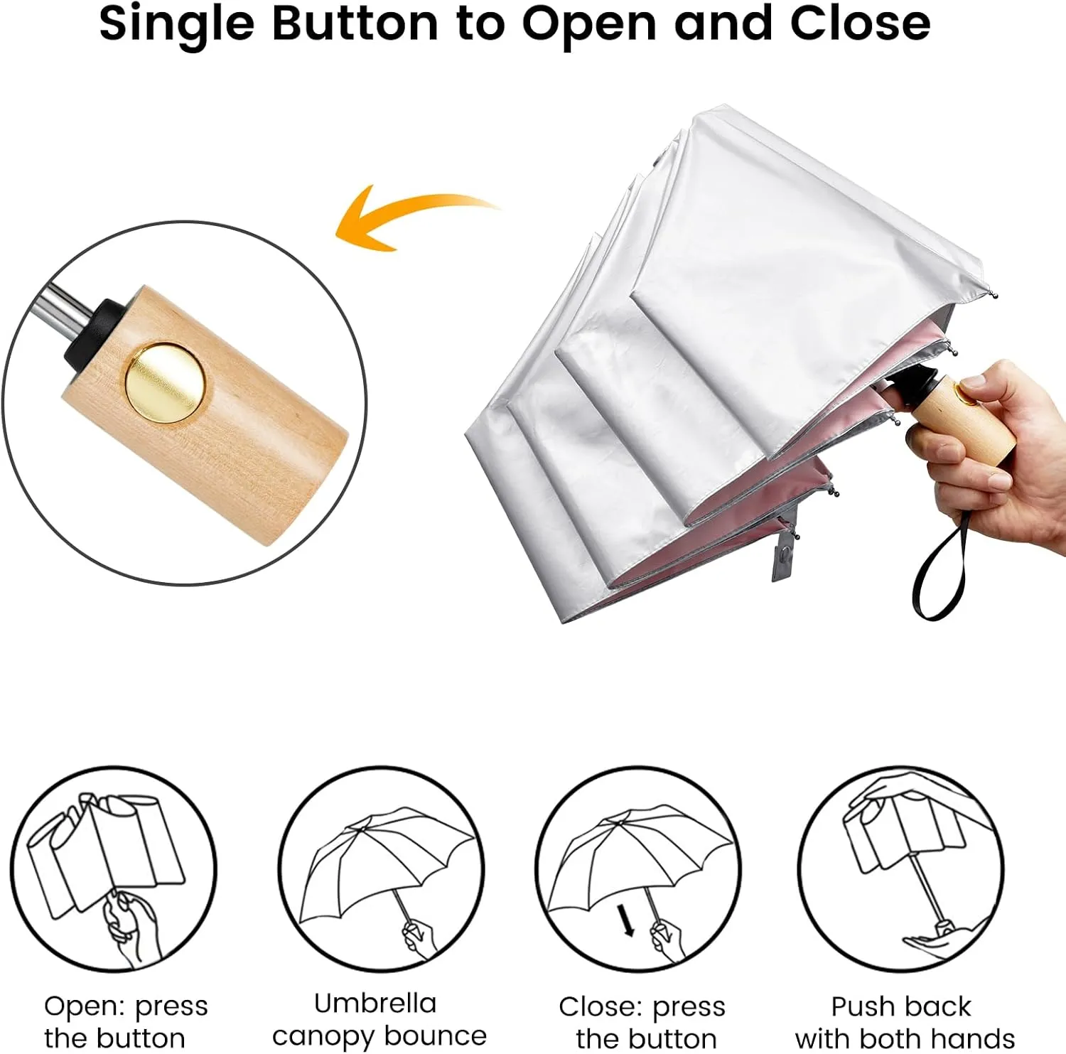 G4Free UPF 50  UV Protection Travel Sun Umbrella Compact 42 Inch Small UV Blocking SPF Umbrella Auto Open Close