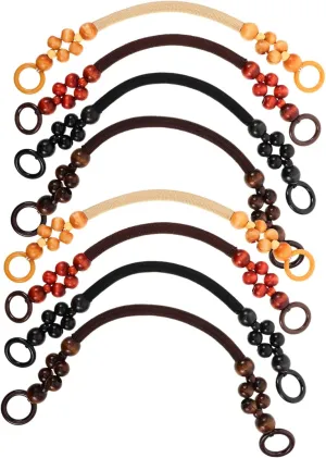Gadpiparty 8Pcs Wooden Beaded Purse Handles Rustic Replacement Straps for DIY Handbag Vintage Style Bag Accessories for Beach Crochet and Casual Outings Durable Material