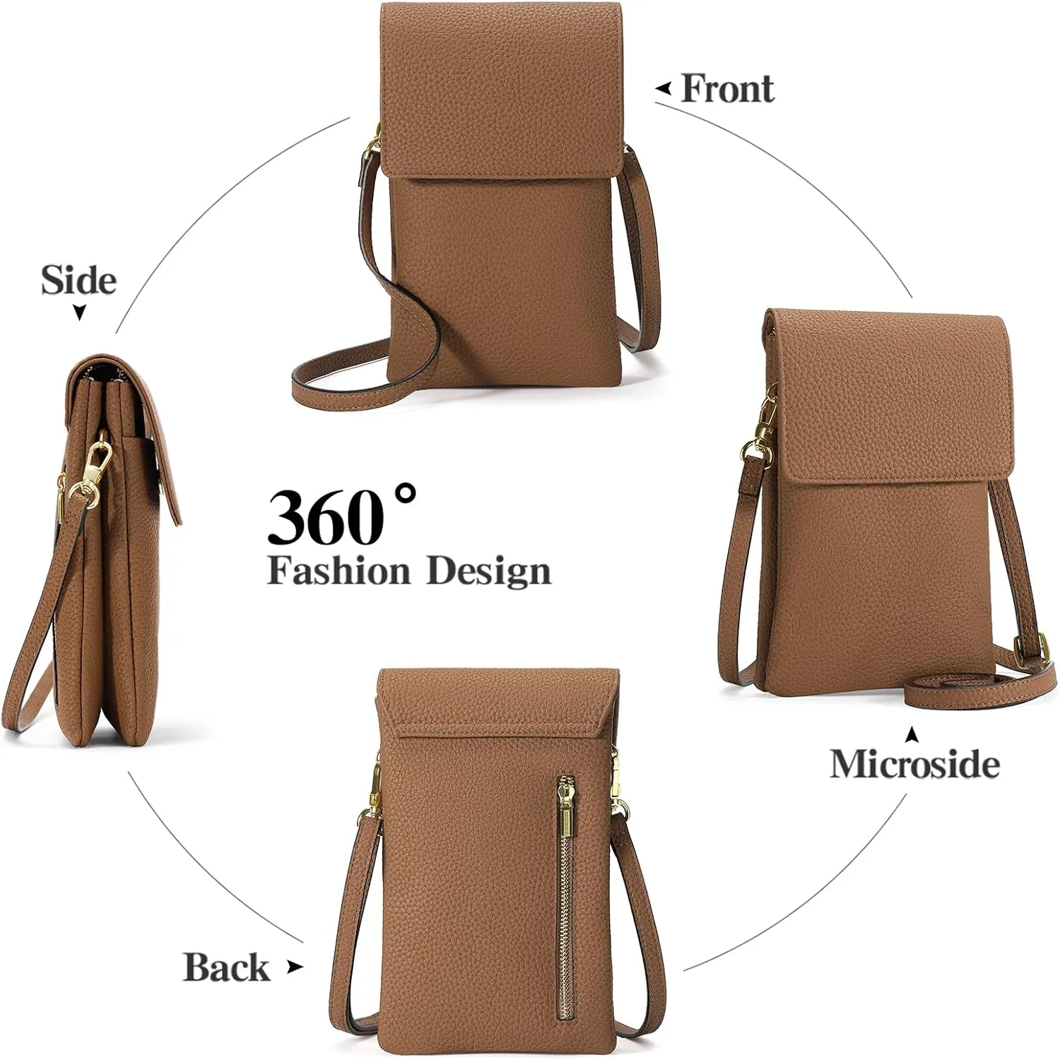 GAEKEAO Small Crossbody Bags for Women Leather Cell Phone Purse Bag Wallet with RFID Blocking Credit Card Slots
