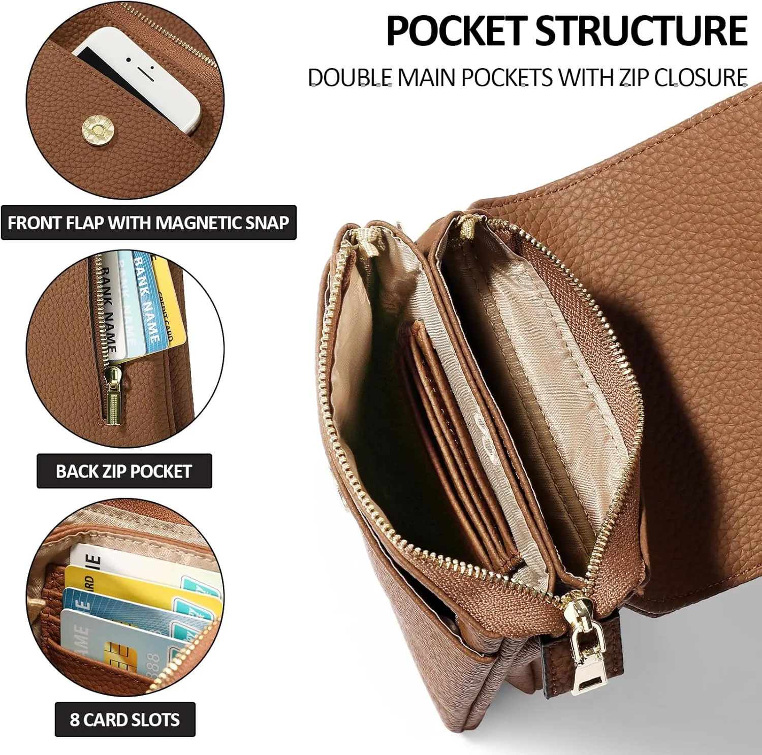 GAEKEAO Small Crossbody Bags for Women Leather Cell Phone Purse Bag Wallet with RFID Blocking Credit Card Slots