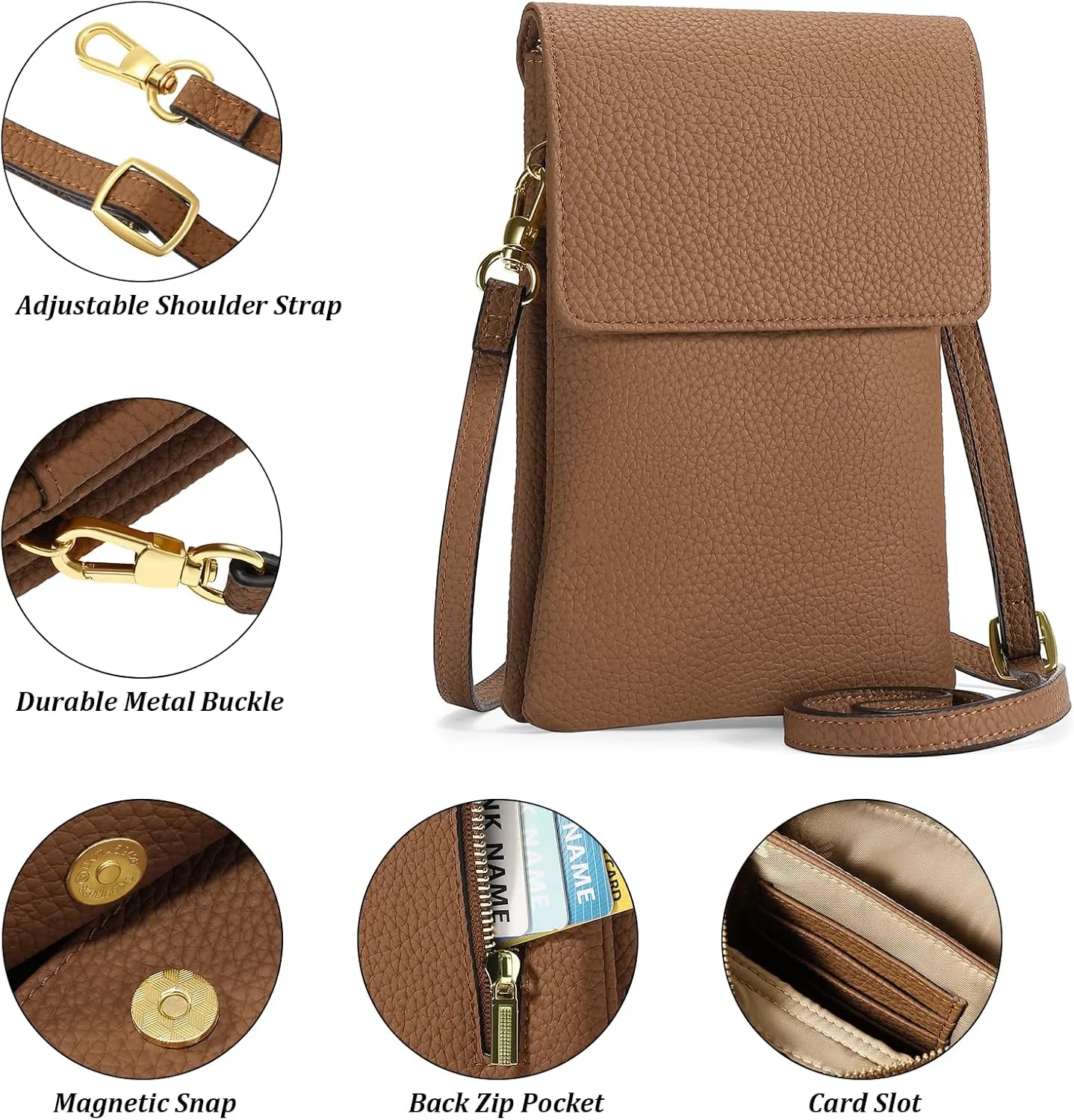 GAEKEAO Small Crossbody Bags for Women Leather Cell Phone Purse Bag Wallet with RFID Blocking Credit Card Slots