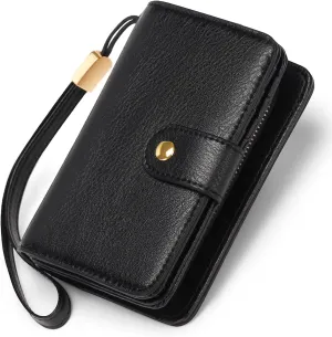 GAEKEAO Small Wallet for Women RFID Blocking Leather Wristlet Purse Bifold Ladies Wallet Credit Card Holder with ID Window