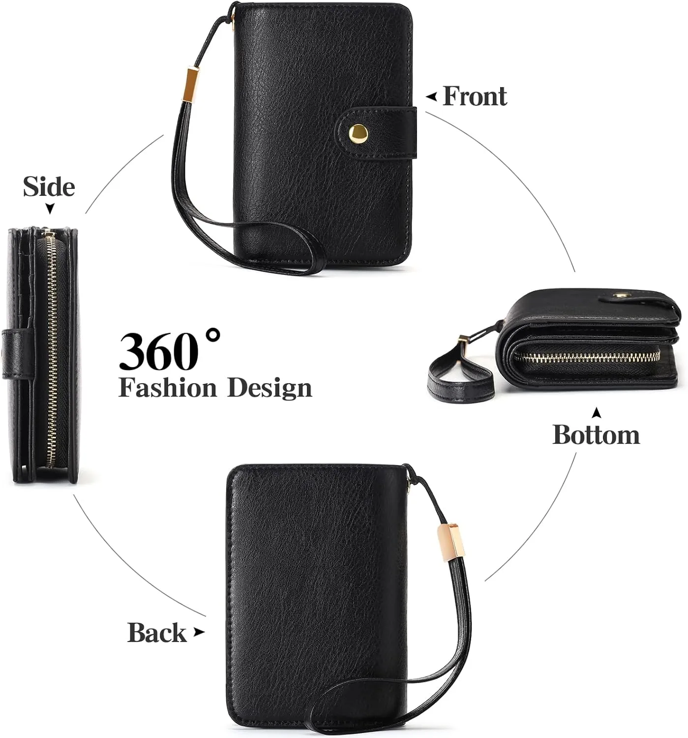 GAEKEAO Small Wallet for Women RFID Blocking Leather Wristlet Purse Bifold Ladies Wallet Credit Card Holder with ID Window