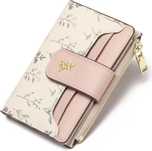 GAEKEAO Small Wallets for Women RFID Blocking Leather Bifold Zipper Pocket Wallet Credit Card Holder with ID Window