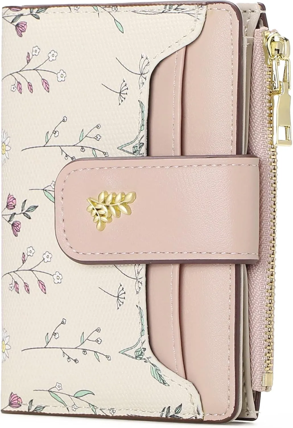 GAEKEAO Small Wallets for Women RFID Blocking Leather Bifold Zipper Pocket Wallet Credit Card Holder with ID Window