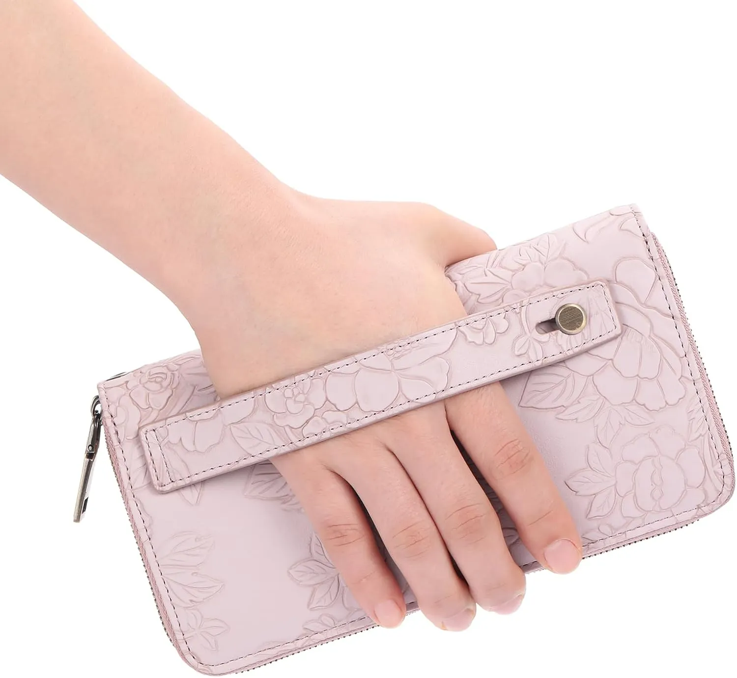 GAEKEAO Wallet for Women Clutch RFID Blocking Leather Wristlet Purse Large Capacity Credit Card Holder with Grip Hand Strap