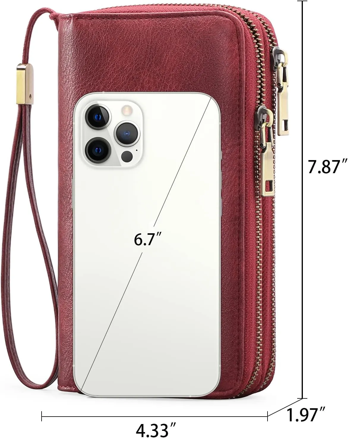 GAEKEAO Wallet for Women Clutch RFID Blocking Wristlet Leather Purse Large Capacity Credit Card Holder with Grip Hand Strap