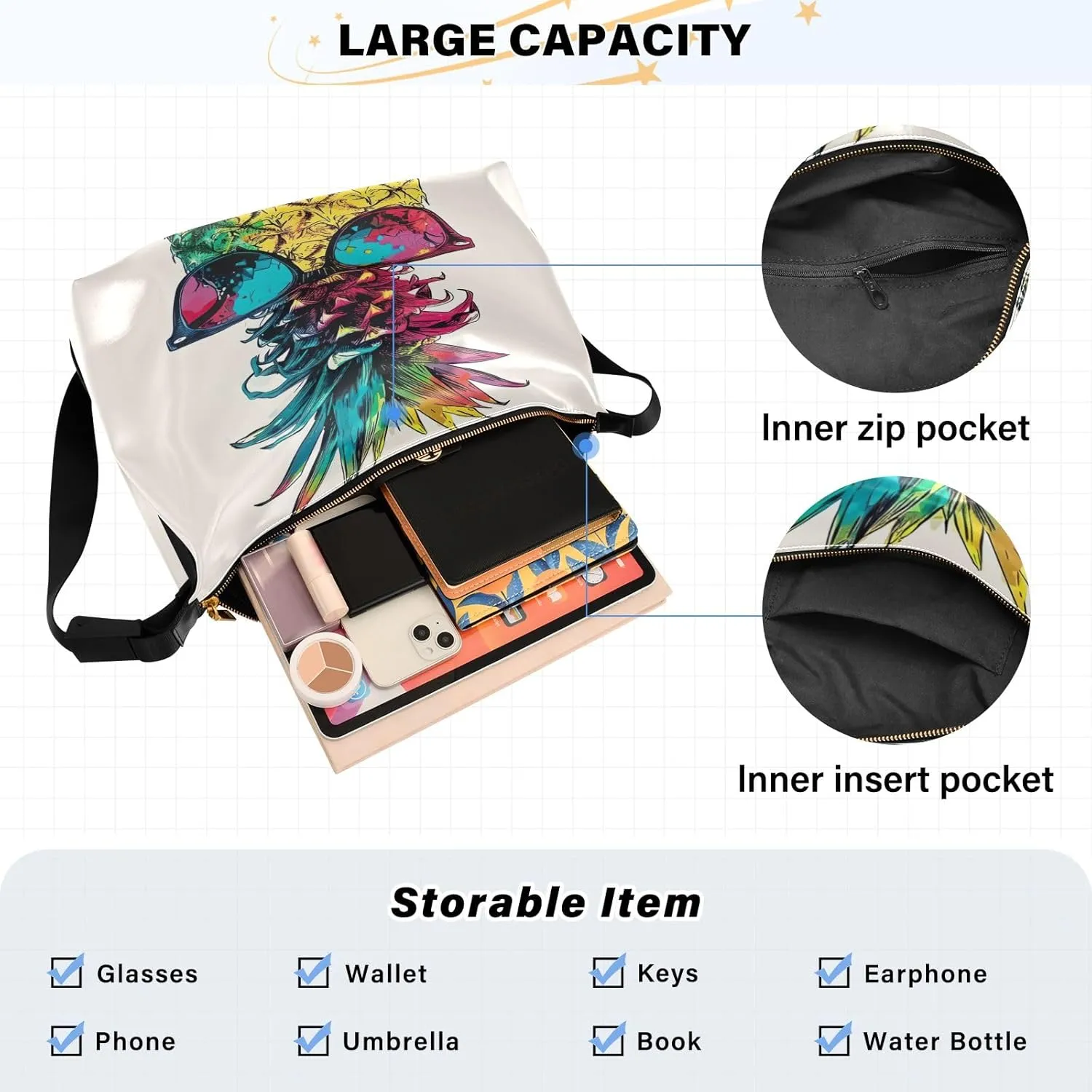 GAIGEO Exotic Red Birds Crossbody Bag with Wide Strap, Leather Crossbody Shoulder Bag, Womens Shoulder Bag with Pockets