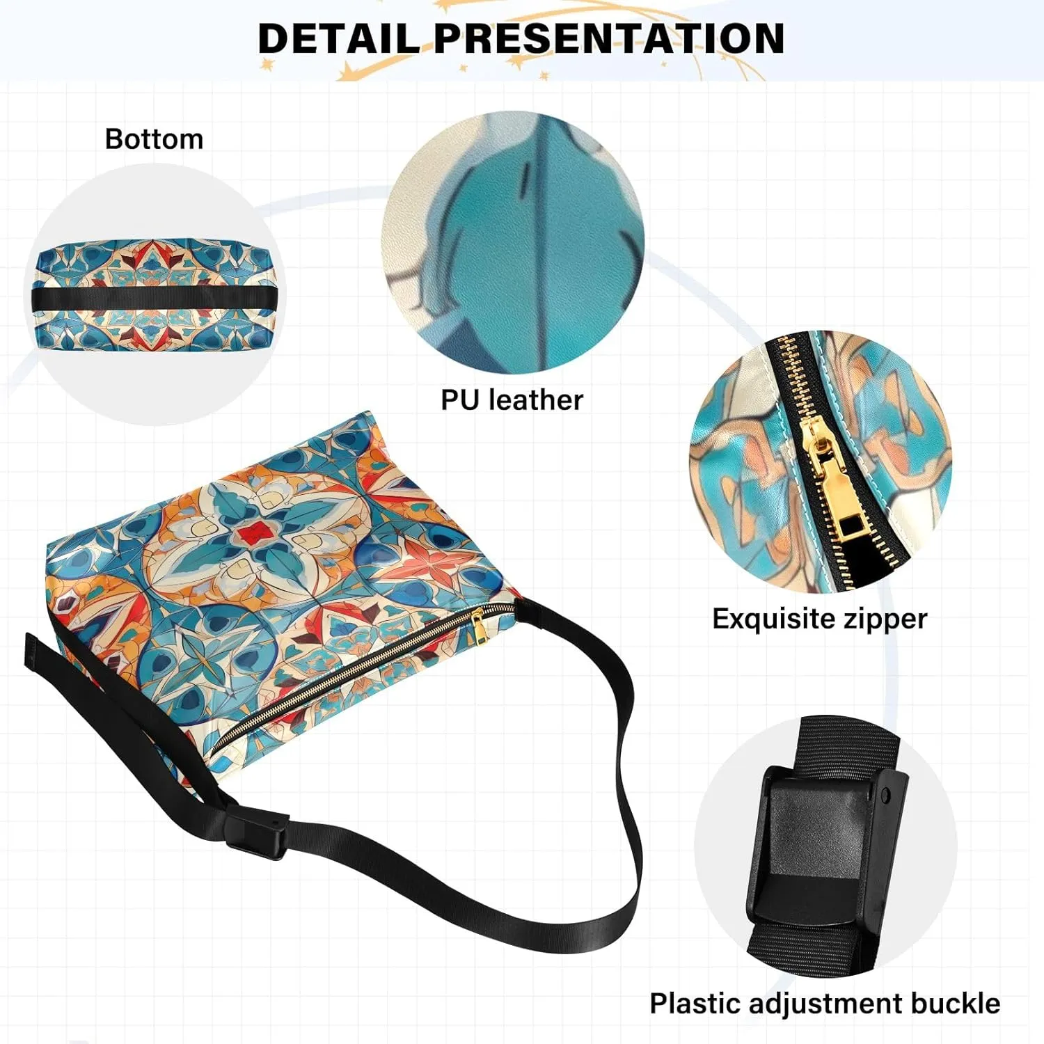 GAIGEO Old Map of the Tower and Palace Vegan Shoulder Bag, Leather Bag for Men Shoulder Bag, Crossbody Large Leather Bag