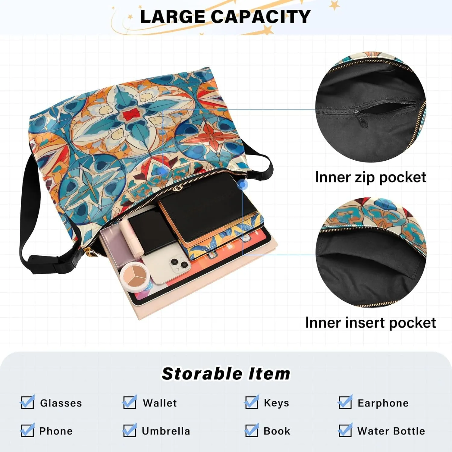GAIGEO Old Map of the Tower and Palace Vegan Shoulder Bag, Leather Bag for Men Shoulder Bag, Crossbody Large Leather Bag