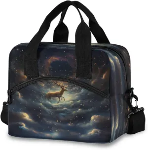 Galaxy Deer Lunch Box for Men Women Adults Insulated Lunch Bag Cooler Bag with Adjustable Shoulder Strap for Work Picnic Travel