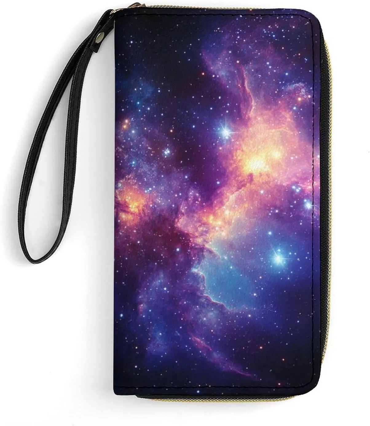 Galaxy Wallet for Women Purse Galaxy Wristlet Wallets Handbags Leather Long Clutch Bag Travel Storage Pouch Phone Purse Cute Money Bag Lanyard Wallets Nebula