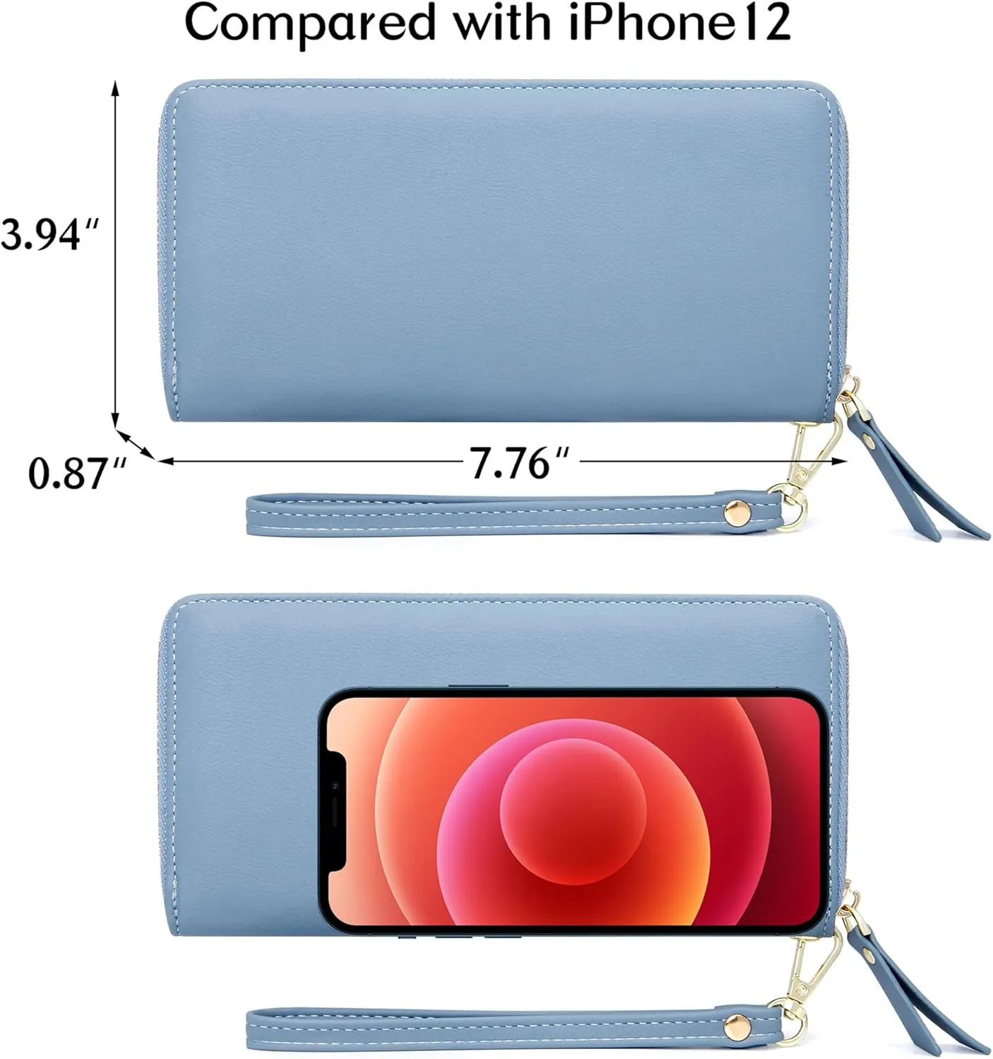 GEEAD Wristlet Wallets for Women PU Leather RFID Blocking Zip Around Long Phone Clutch Wallet