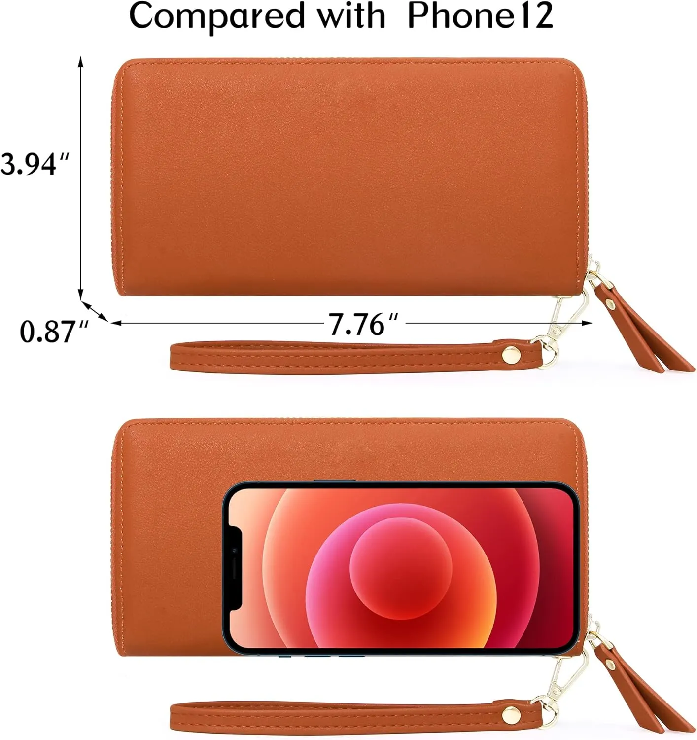 GEEAD Wristlet Wallets for Women PU Leather RFID Blocking Zip Around Long Phone Clutch Wallet