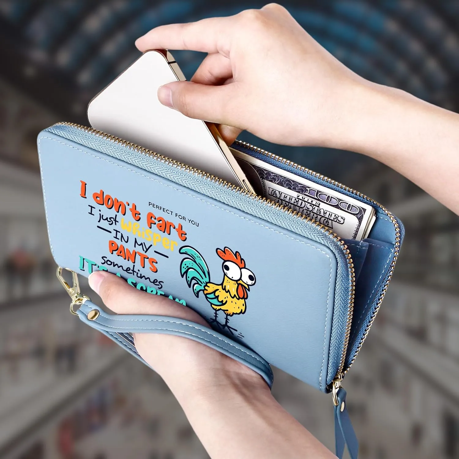 GEEAD Wristlet Wallets for Women PU Leather RFID Blocking Zip Around Long Phone Clutch Wallet