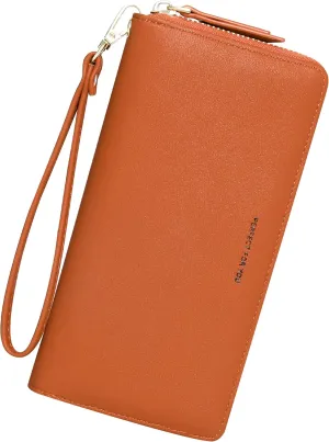GEEAD Wristlet Wallets for Women PU Leather RFID Blocking Zip Around Long Phone Clutch Wallet