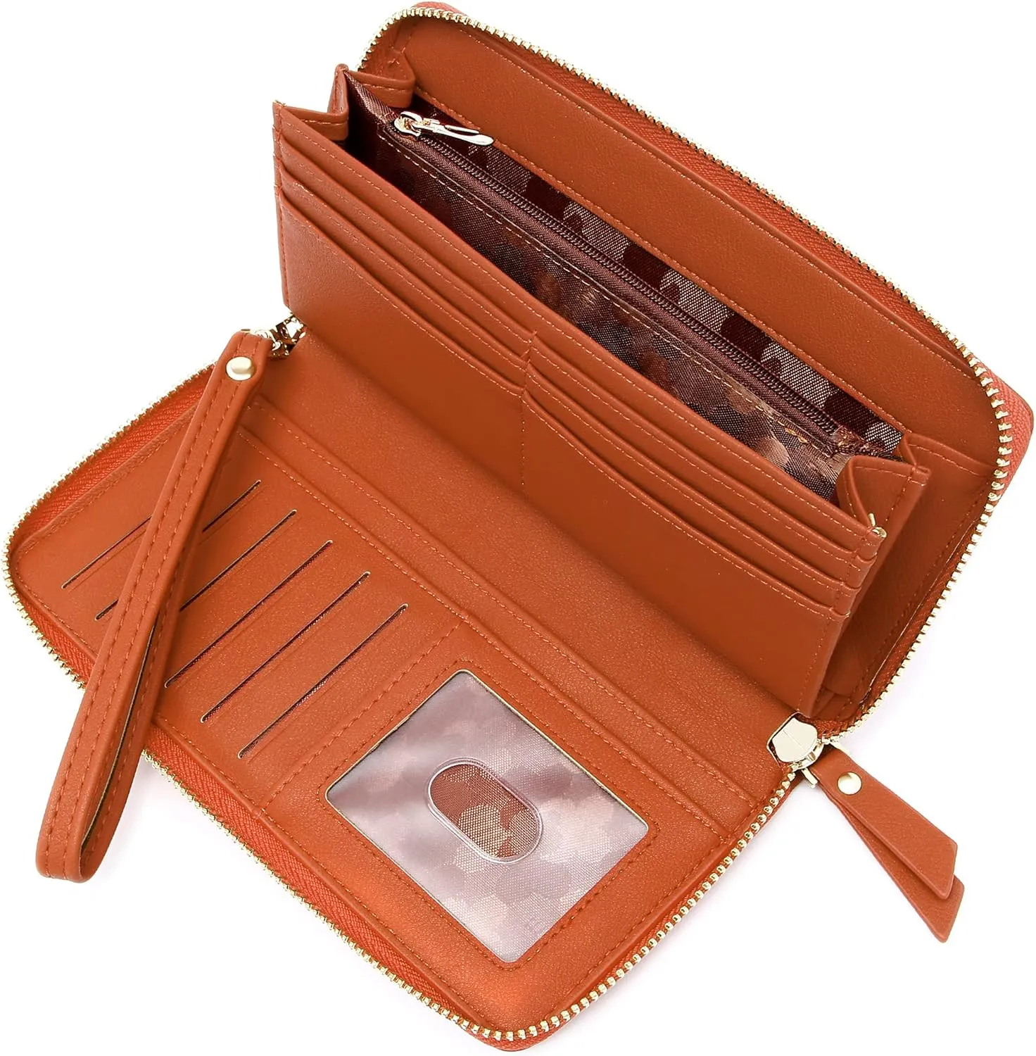 GEEAD Wristlet Wallets for Women PU Leather RFID Blocking Zip Around Long Phone Clutch Wallet