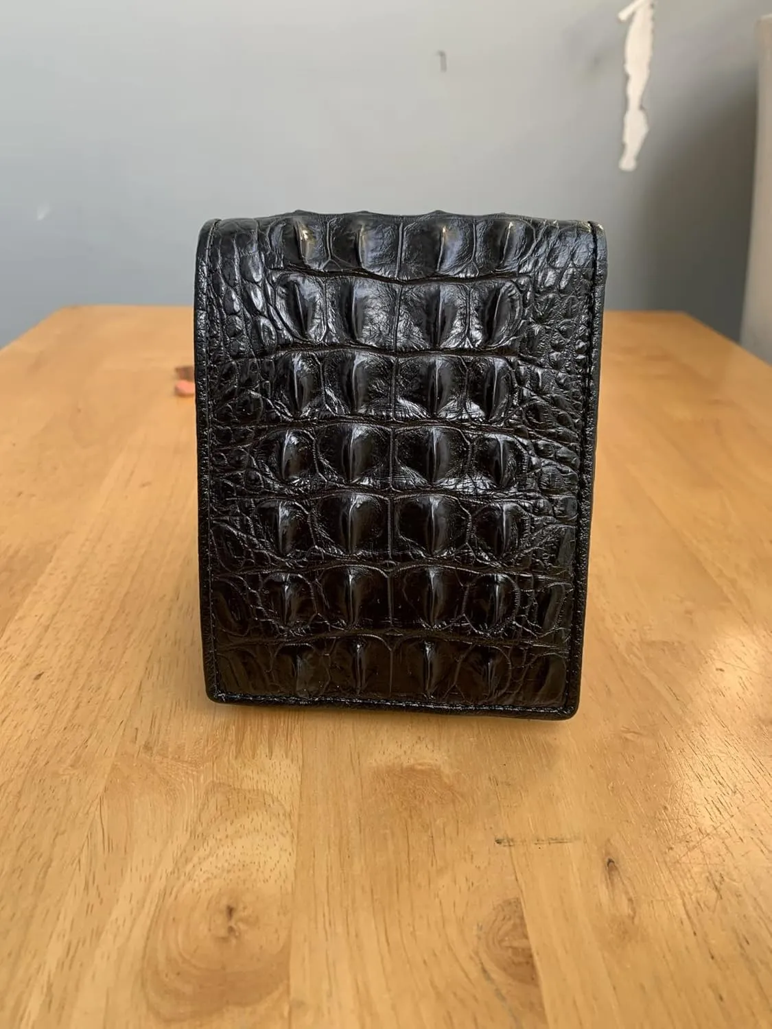 Genuine Alliga Wallets leather skin For Men Real Croco Bifold Wallets For Men gift for you (Black Hornback)