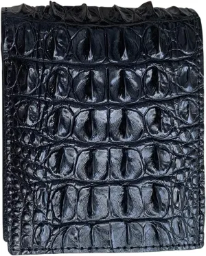 Genuine Alliga Wallets leather skin For Men Real Croco Bifold Wallets For Men gift for you (Black Hornback)